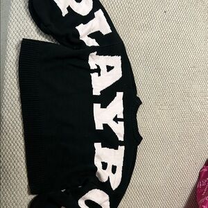 PLAYBOY Bold Black and Pink Crew Neck Sweater